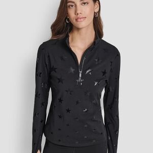 DKNY Alpine Fitness Half Zip Star Print Pullover, Like New